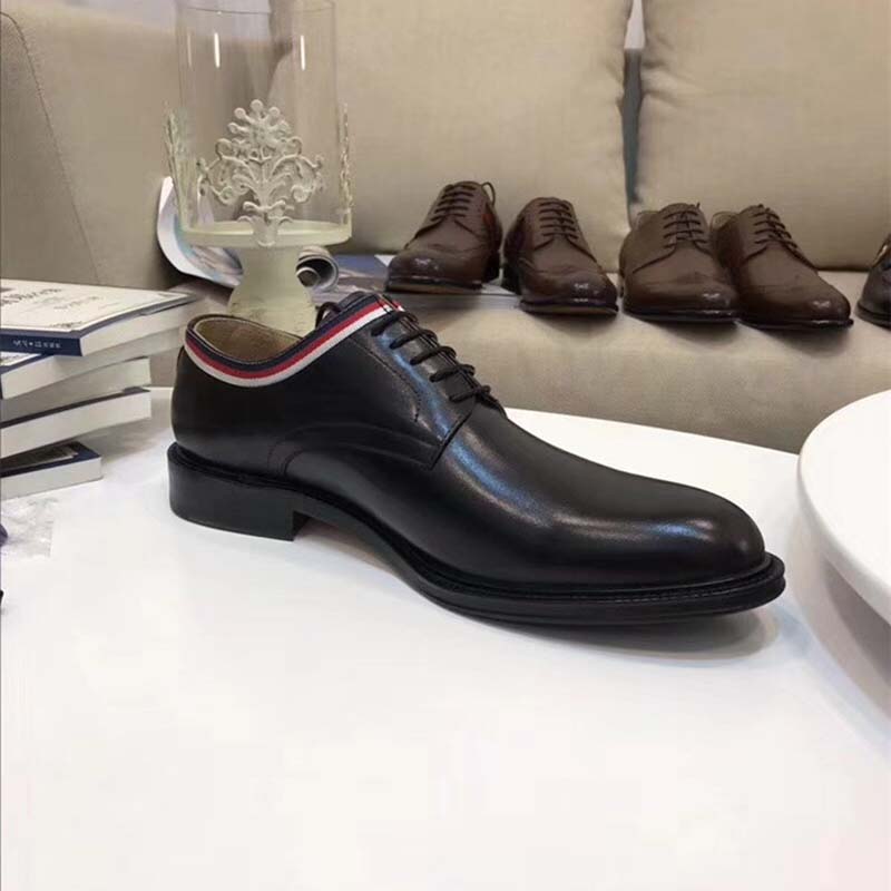 Gucci Men Leather Lace-up Shoes Black