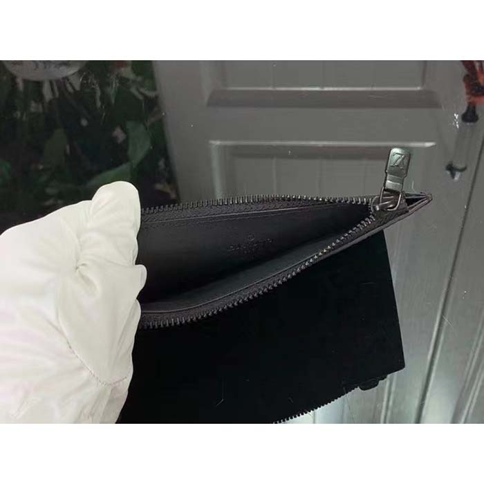 Louis Vuitton LV Unisex Coin Card Holder Black Cowhide Leather 4 Card Slots