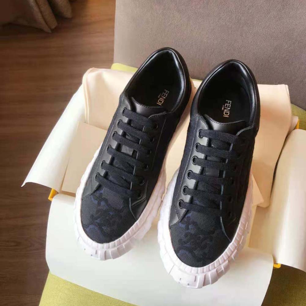 Fendi Women Force Black Fabric Low-Top Sneakers
