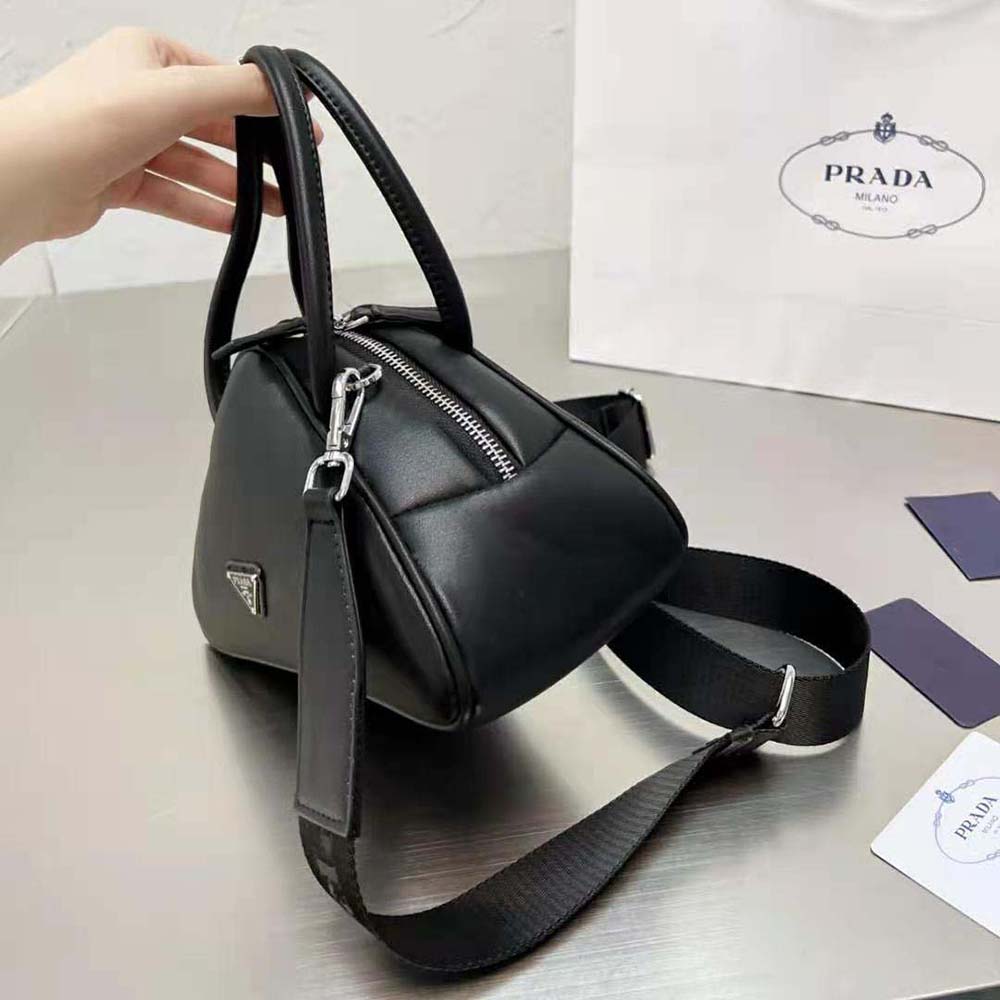 Prada Women Leather Prada Triangle Bag-Black
