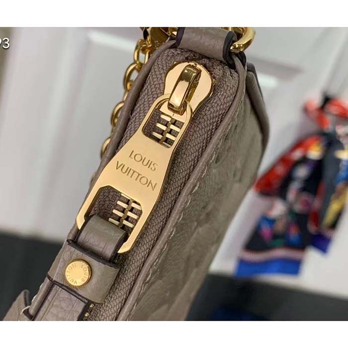 Louis Vuitton LV Women Easy Pouch On Strap Beige Embossed Monogram Empreinte Cowhide Leather