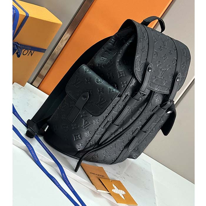 Louis Vuitton LV Unisex Christopher PM Backpack Black Taurillon Monogram Embossed Cowhide Leather