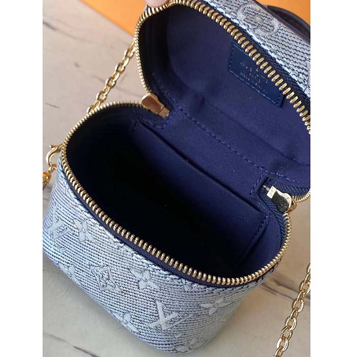 Louis Vuitton LV Women Micro Vanity Blue Monoglam Coated Canvas Microfiber Lining