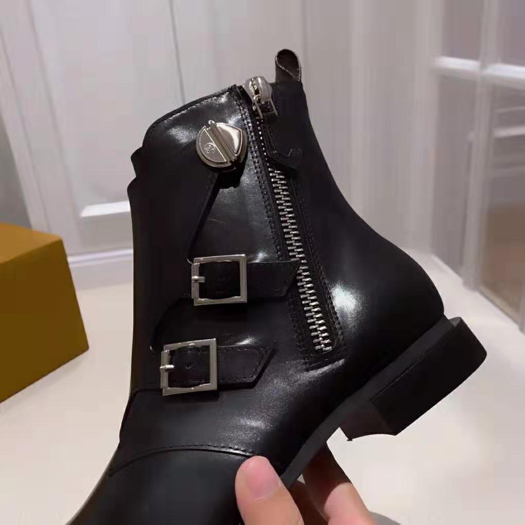 Louis Vuitton LV Women Jumble Flat Ankle Boot in Calf Leather and Rubber Outsole-Black