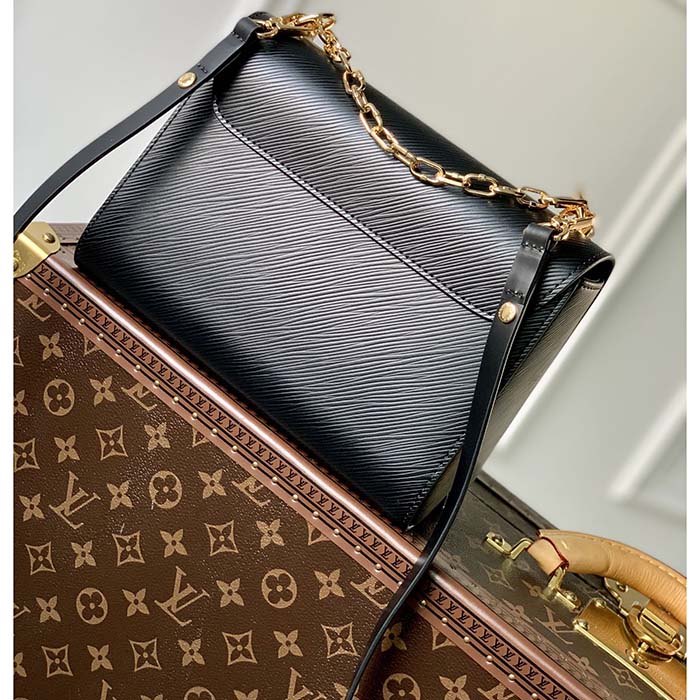 Louis Vuitton LV Women Twist MM Handbag Black Epi Grained Cowhide