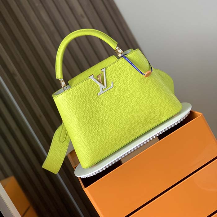 Louis Vuitton LV Women Capucines BB Handbag Cedrat Yellow Crème Nacré Taurillon Leather