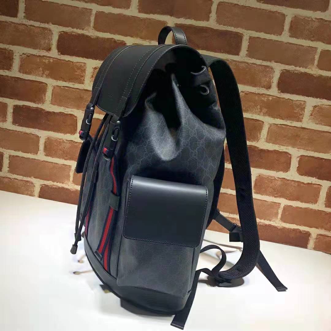 Gucci GG Unisex GG Black Backpack in Black/Grey Soft GG Supreme Canvas