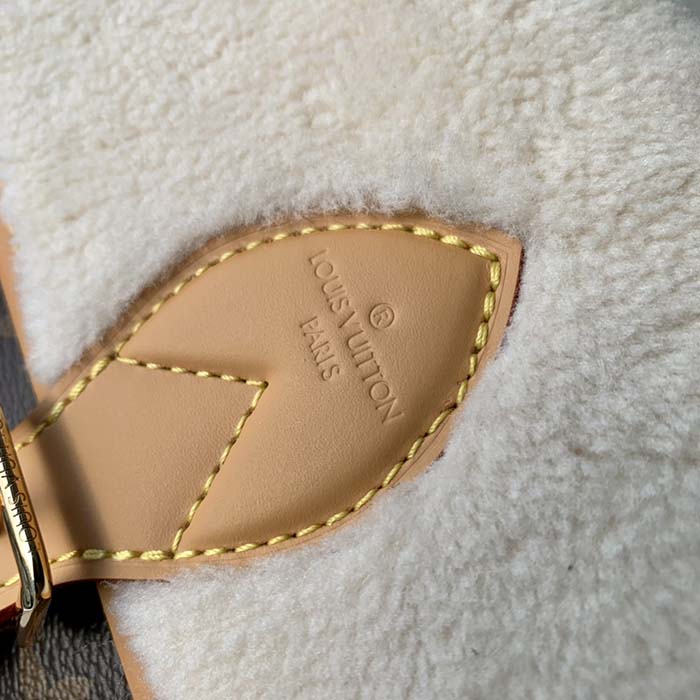 Louis Vuitton LV Women Diane Handbag Beige Brown Monogram Coated Canvas Shearling