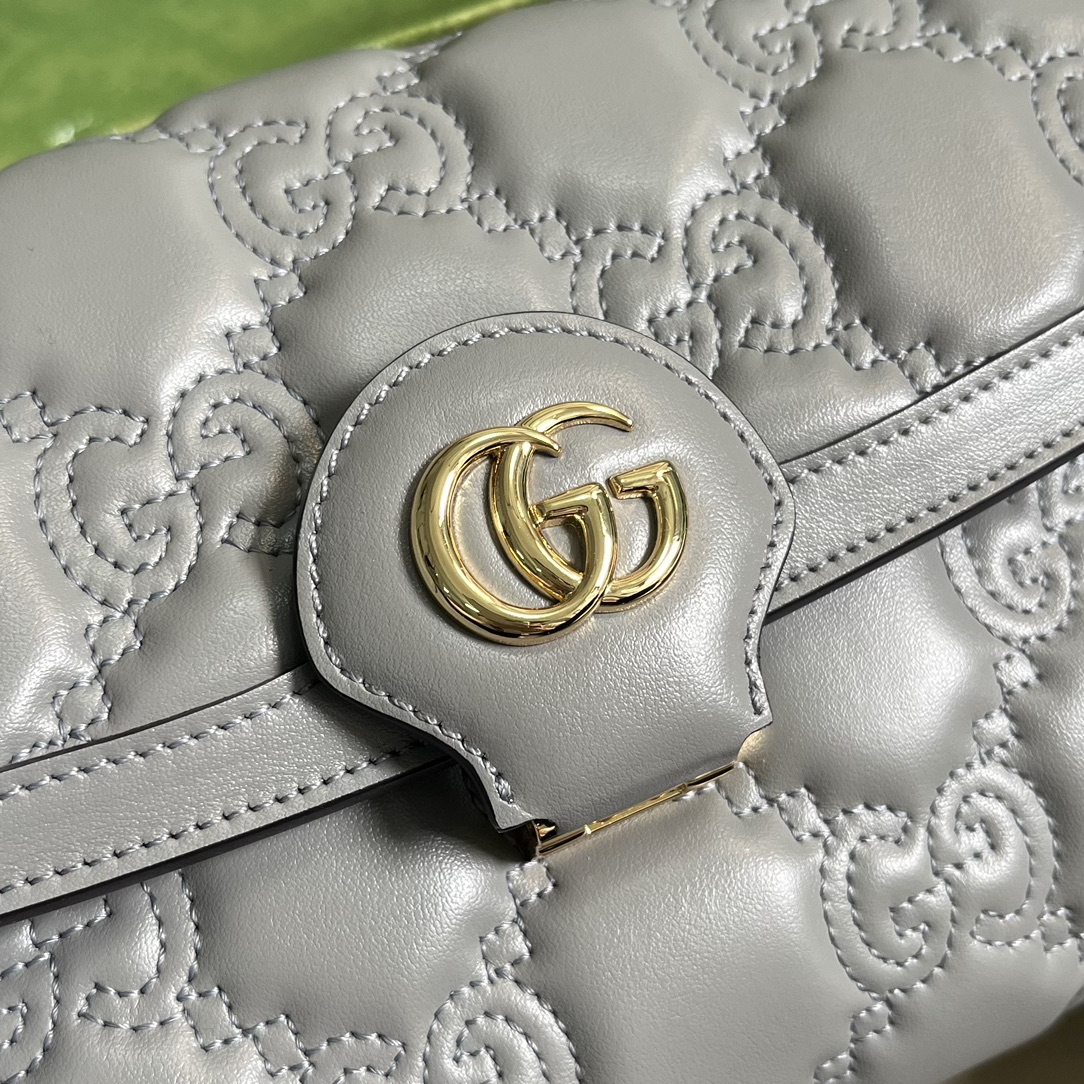 Gucci Women GG Matelassé Small Bag Light Grey Double G