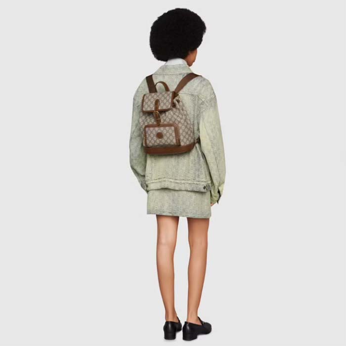 Gucci Unisex Backpack Interlocking G Beige Beige Ebony GG Supreme Canvas