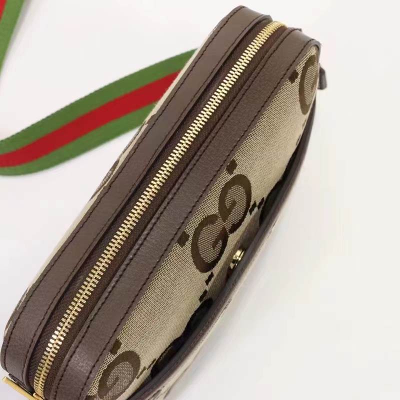 Gucci Unisex Messenger Bag Jumbo GG Camel Ebony Jumbo Canvas