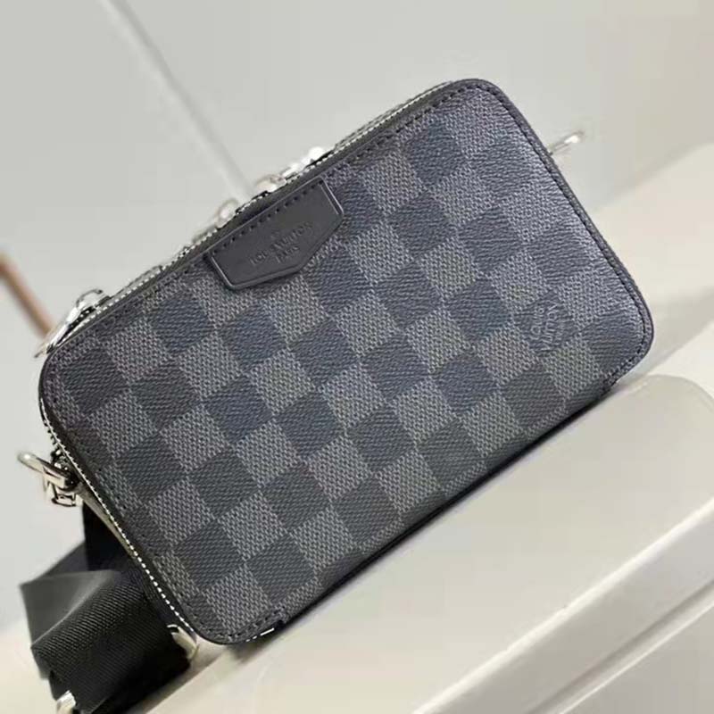 Louis Vuitton LV Unisex Alpha Wearable Wallet Damier Graphite Coated Canvas Cowhide