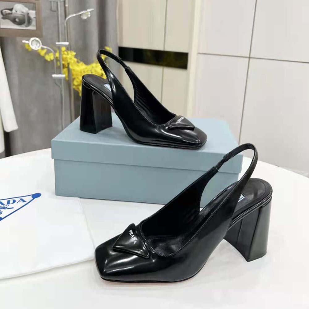 Prada Women Patent Leather Sling-Back Pumps