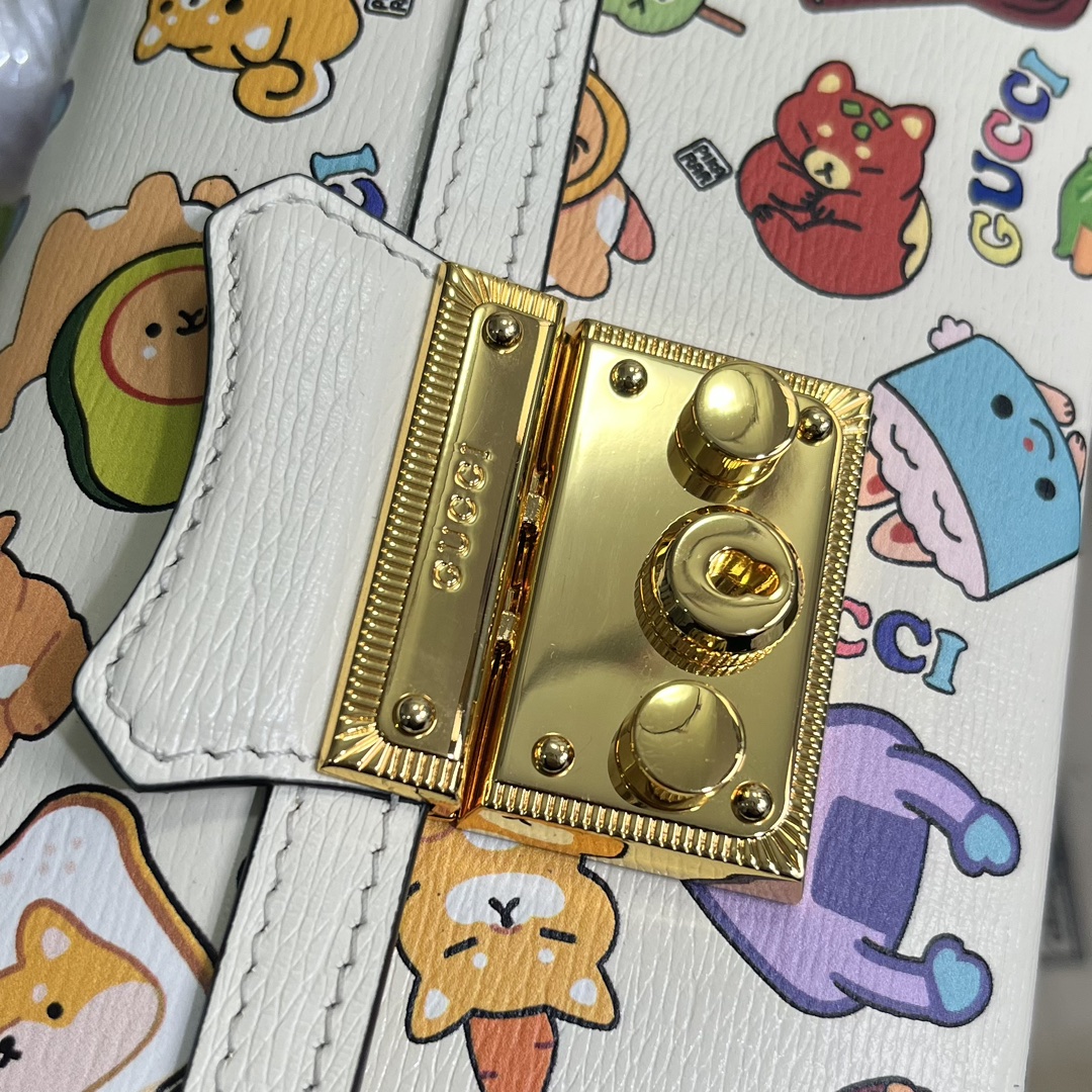 Gucci Unisex Animal Print Mini Bag Beige Ebony GG Supreme Canvas