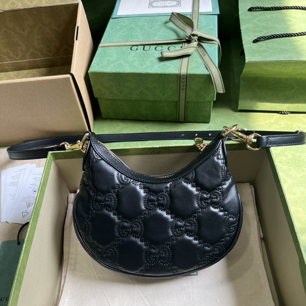 Gucci Women GG Matelassé Mini Bag Black GG Matelassé Leather Double G