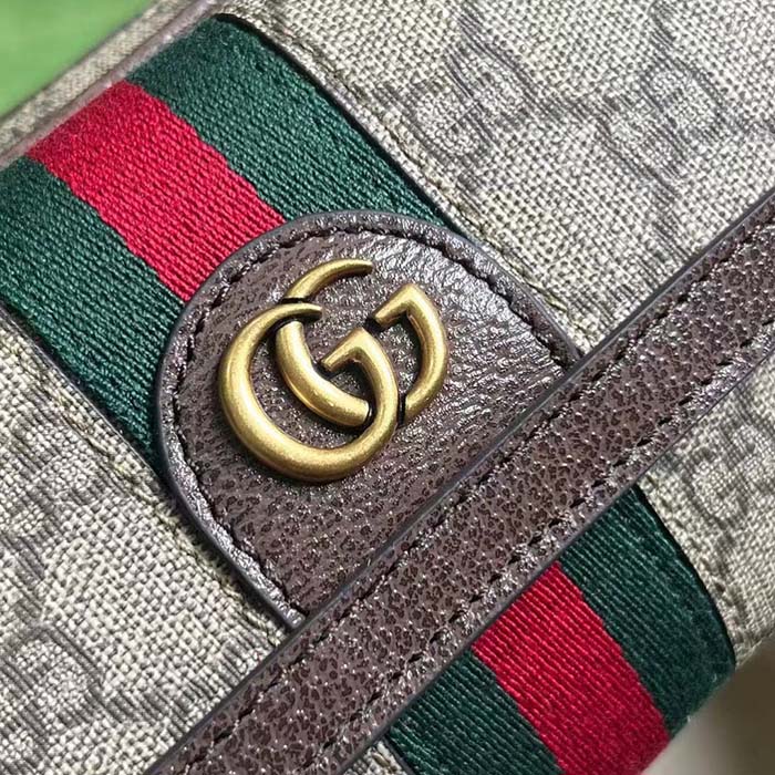 Gucci Unisex Ophidia GG Mini Bag Double G Beige Ebony GG Supreme Canvas