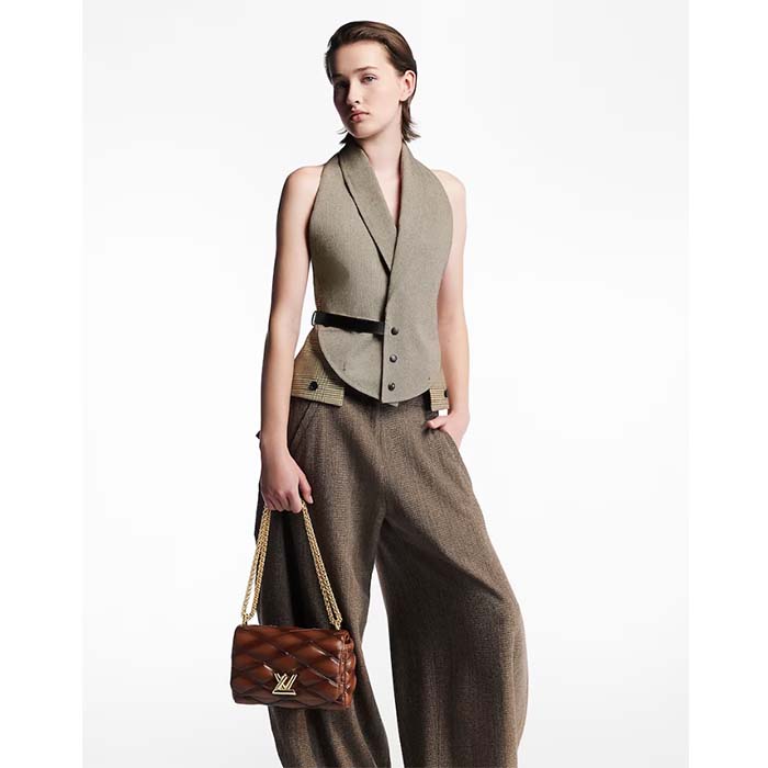 Louis Vuitton LV Women GO-14 MM Smoked Tan Lamb Leather Cowhide Leather