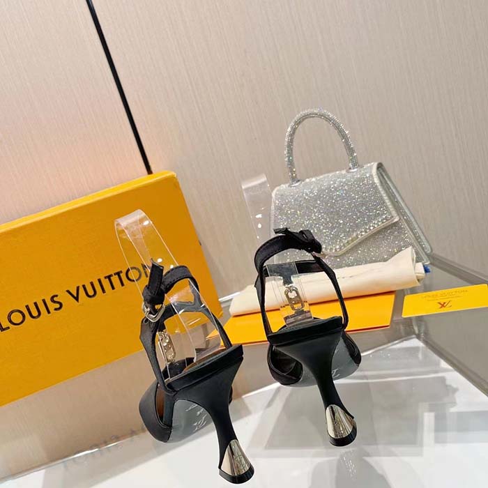 Louis Vuitton Women LV Sparkle Sandal Black Calfskin Leather Outsole 9.5 CM Heel