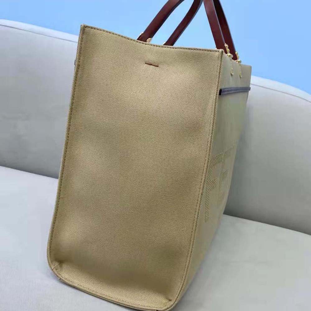 Fendi Women Fendi Sunshine Medium Beige Canvas Bag