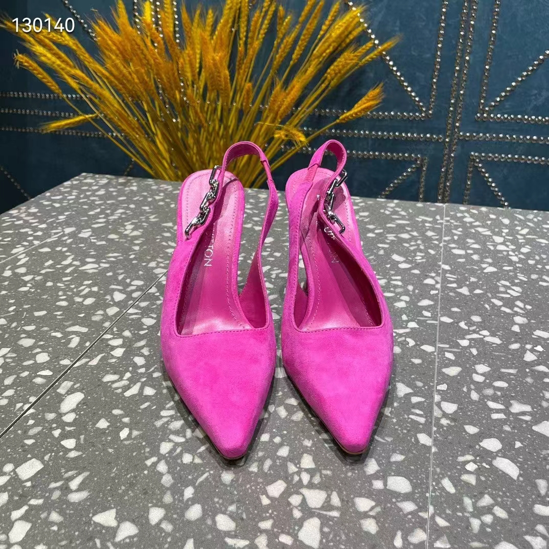 Louis Vuitton LV Women Sparkle Slingback Fuchsia Suede Baby Goat Leather 9.5 Cm Heel