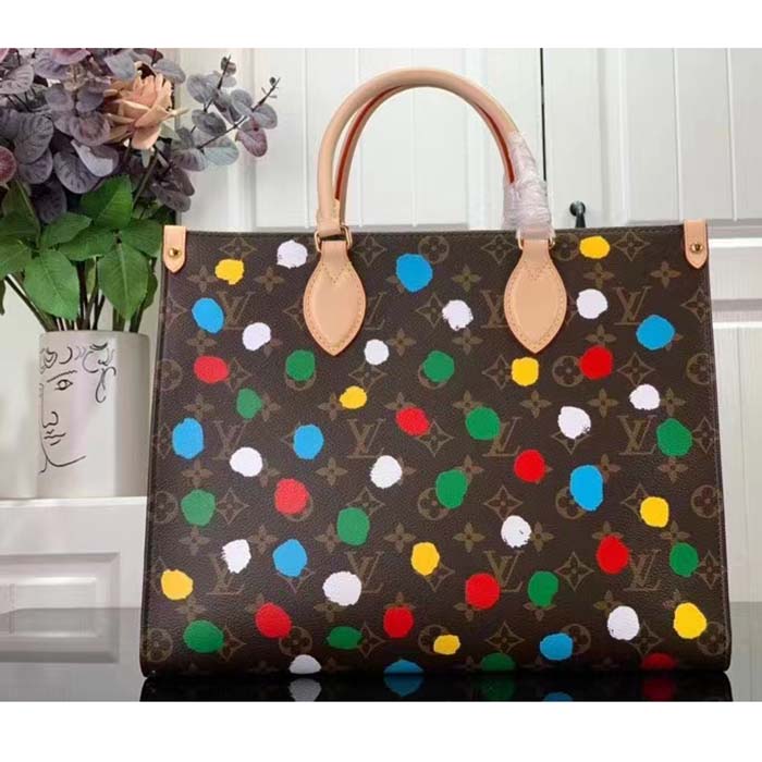 Louis Vuitton LV Women LV x YK OnTheGo MM​ Monogram Coated Canvas 3D Painted Dots Print