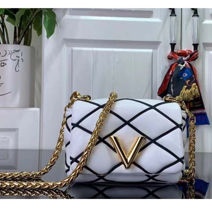 Louis Vuitton LV Women Pico GO-14 Black White Lambskin Cowhide Leather