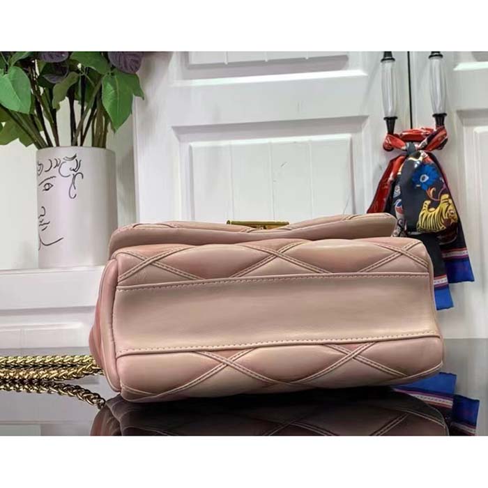 Louis Vuitton LV Women GO-14 MM Beige Pink Lamb Leather Cowhide Leather