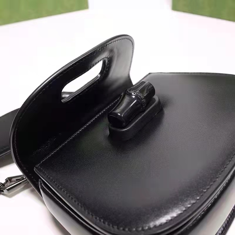Gucci Women Bamboo 1947 Mini Top Handle Bag Black Leather Bamboo Hardware