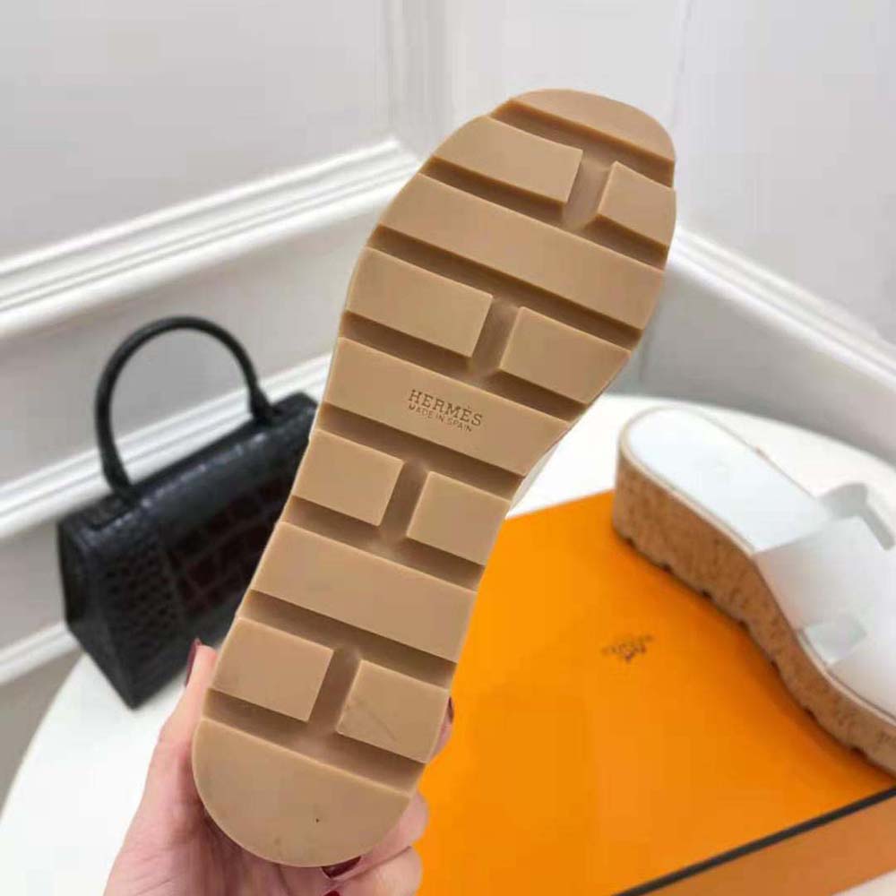 Hermes Women Eze 30 Sandal in 7cm Heel Height-White