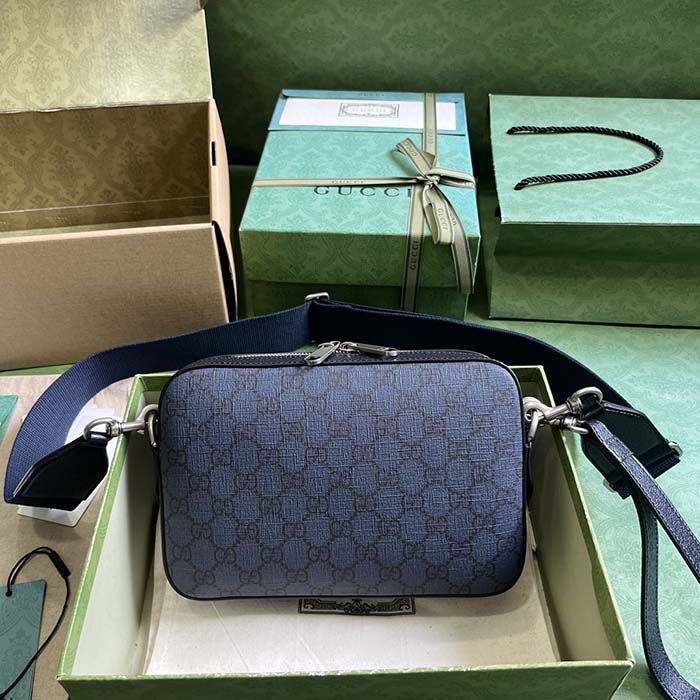 Gucci Unisex Ophidia GG Shoulder Bag Blue Black GG Supreme Canvas Double G