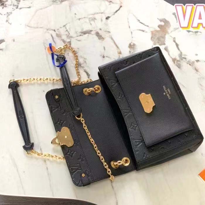 Louis Vuitton Women Vavin PM Handbag Black Embossed Supple Grained Cowhide Leather