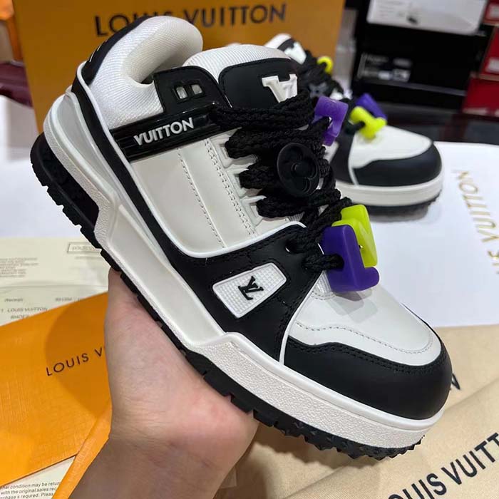 Louis Vuitton Unisex LV Trainer Maxi Sneaker Black Mix Materials Textile Laces Signature Rubber