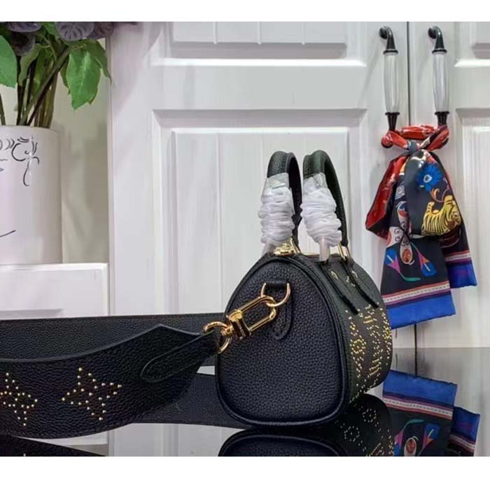 Louis Vuitton LV Women Nano Speedy Bag Black Monogram Empreinte Grained Cowhide Leather