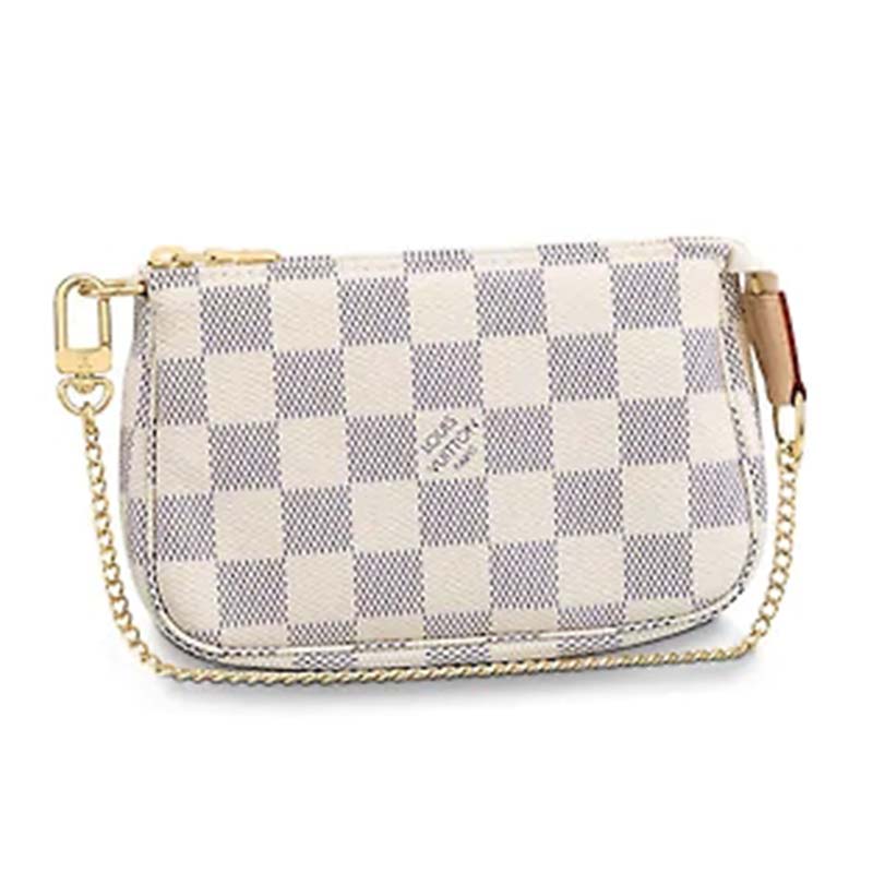 Louis Vuitton LV Women Mini Pochette Accessoires Damier Azur Canvas