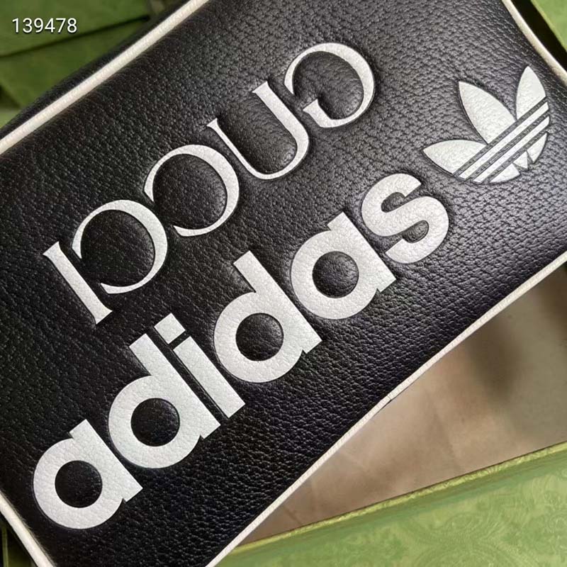 Gucci Unisex Adidas x Gucci Small Shoulder Bag Black Leather Interlocking G
