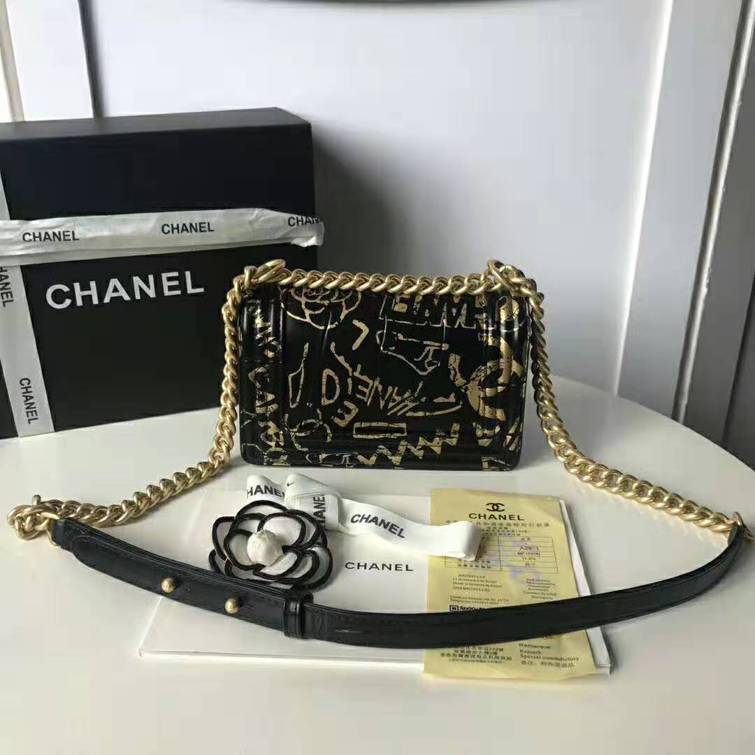 Chanel Women Small Boy Chanel Handbag in Crocodile Embossed Printed Leather