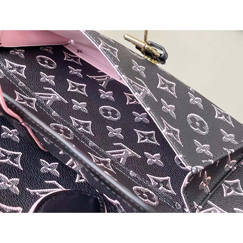 Louis Vuitton LV Unisex Onthego MM Tote Black Monogram Coated Canvas