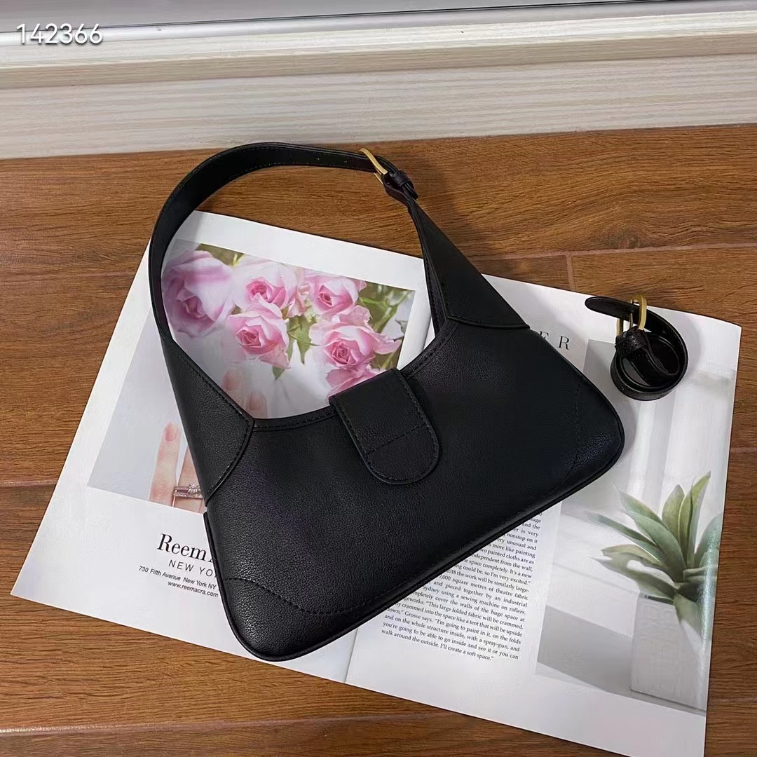 Gucci Women GG Aphrodite Small Shoulder Bag Black Soft Leather Shiny