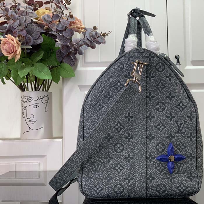 Louis Vuitton LV Unisex Keepall 50 Granite Taurillon Monogram Embossed Cowhide Leather