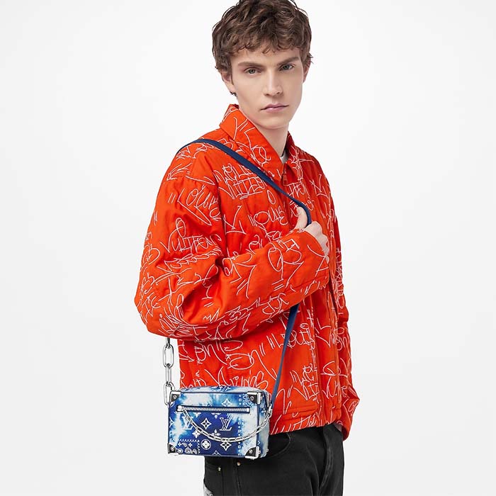 Louis Vuitton LV Unisex Mini Soft Trunk Bag Blue Monogram Bandana Leather