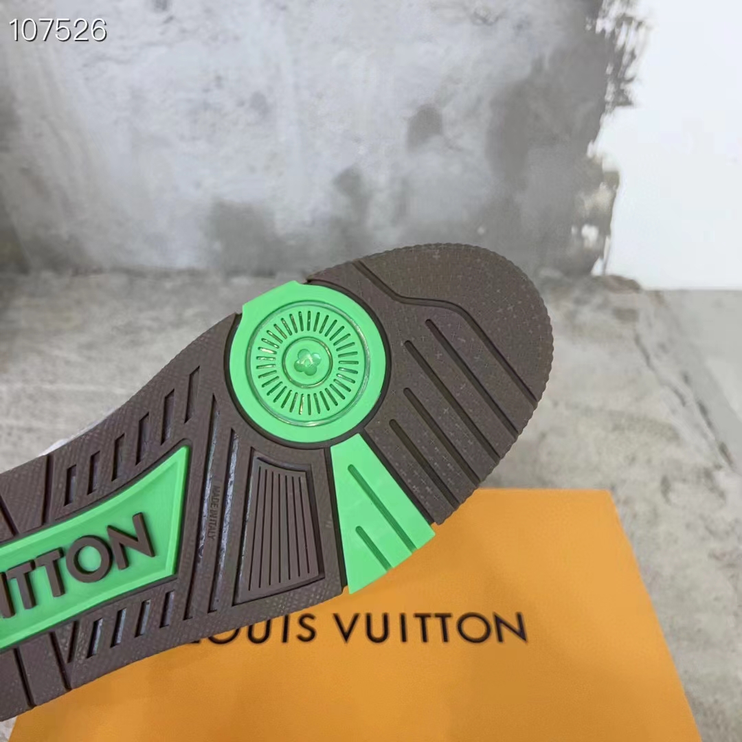 Louis Vuitton Unisex LV Skate Sneaker Grey Mix Materials Grained Calf Leather Technical Mesh