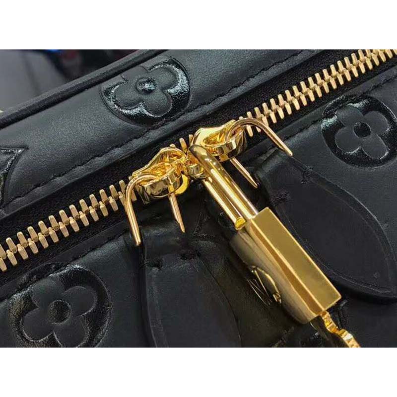 Louis Vuitton LV Women Vanity PM Handbag Black Monogram-Embossed Lambskin