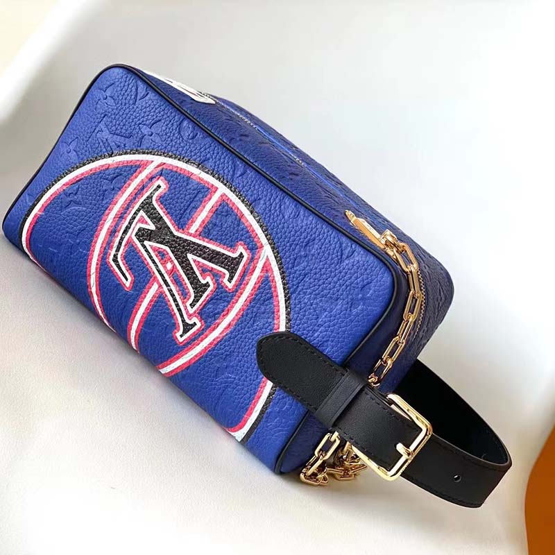 Louis Vuitton LV Unisex LV x NBA Dopp Kit Blue Embossed Taurillon Leather