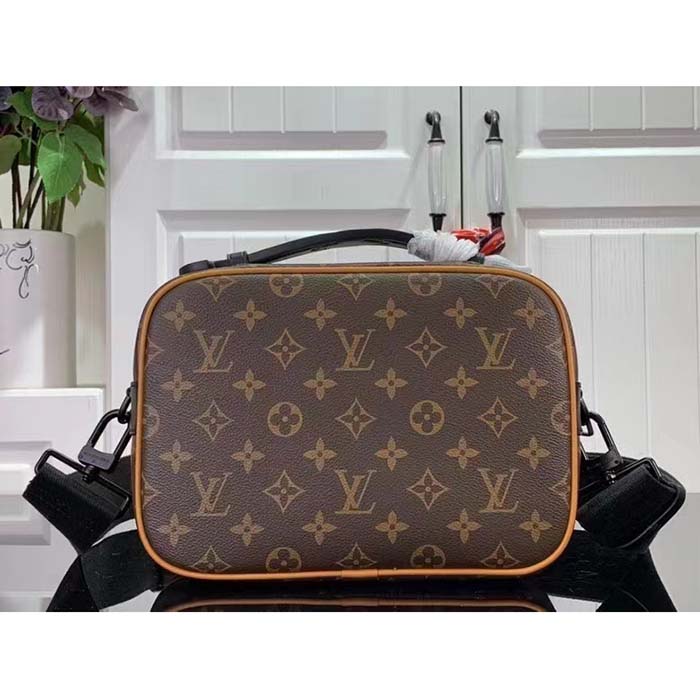 Louis Vuitton LV Unisex S Lock Messenger Radiant Sun Monogram Macassar Coated Canvas