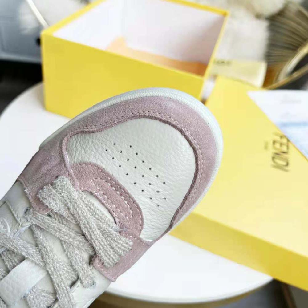 Fendi Unisex Match Low-Tops in Pink Suede