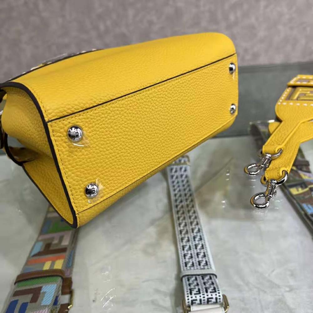 Fendi Women Peekaboo Iconic Mini Full Grain Leather Bag-Yellow