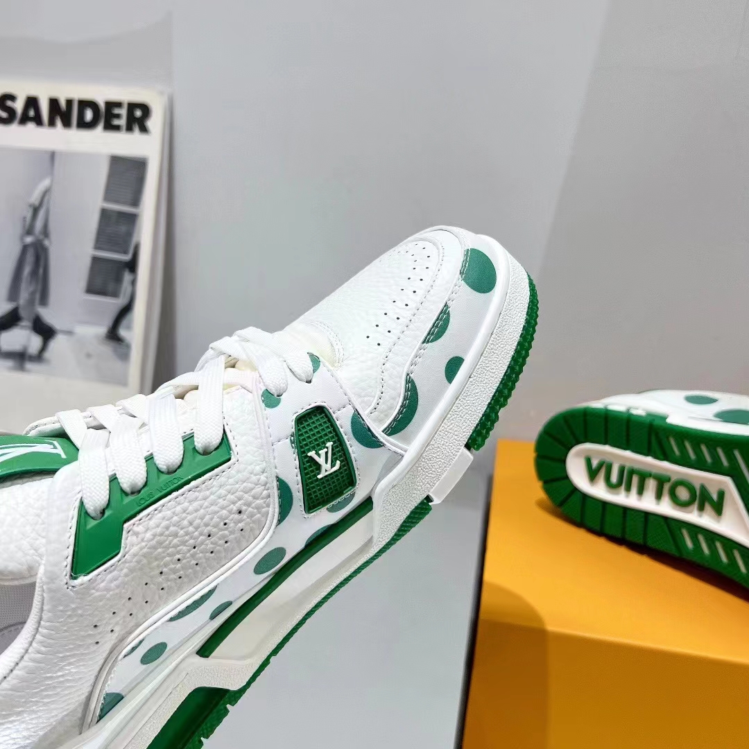 Louis Vuitton LV Unisex LV x YK LV Trainer Sneaker Green Calf Leather Rubber