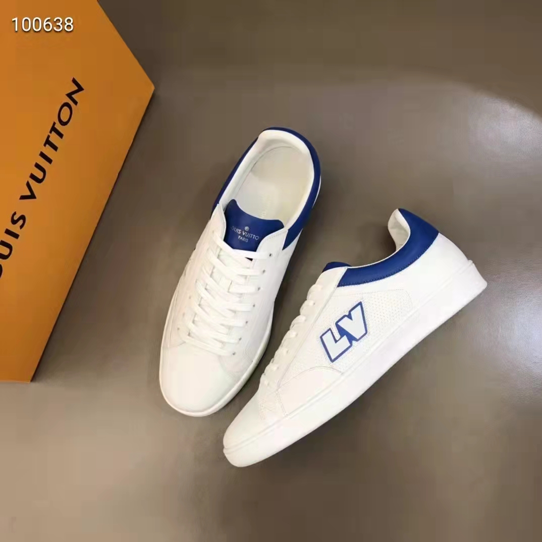 Louis Vuitton LV Unisex Luxembourg Sneaker Blue Perforated Calf Leather Rubber