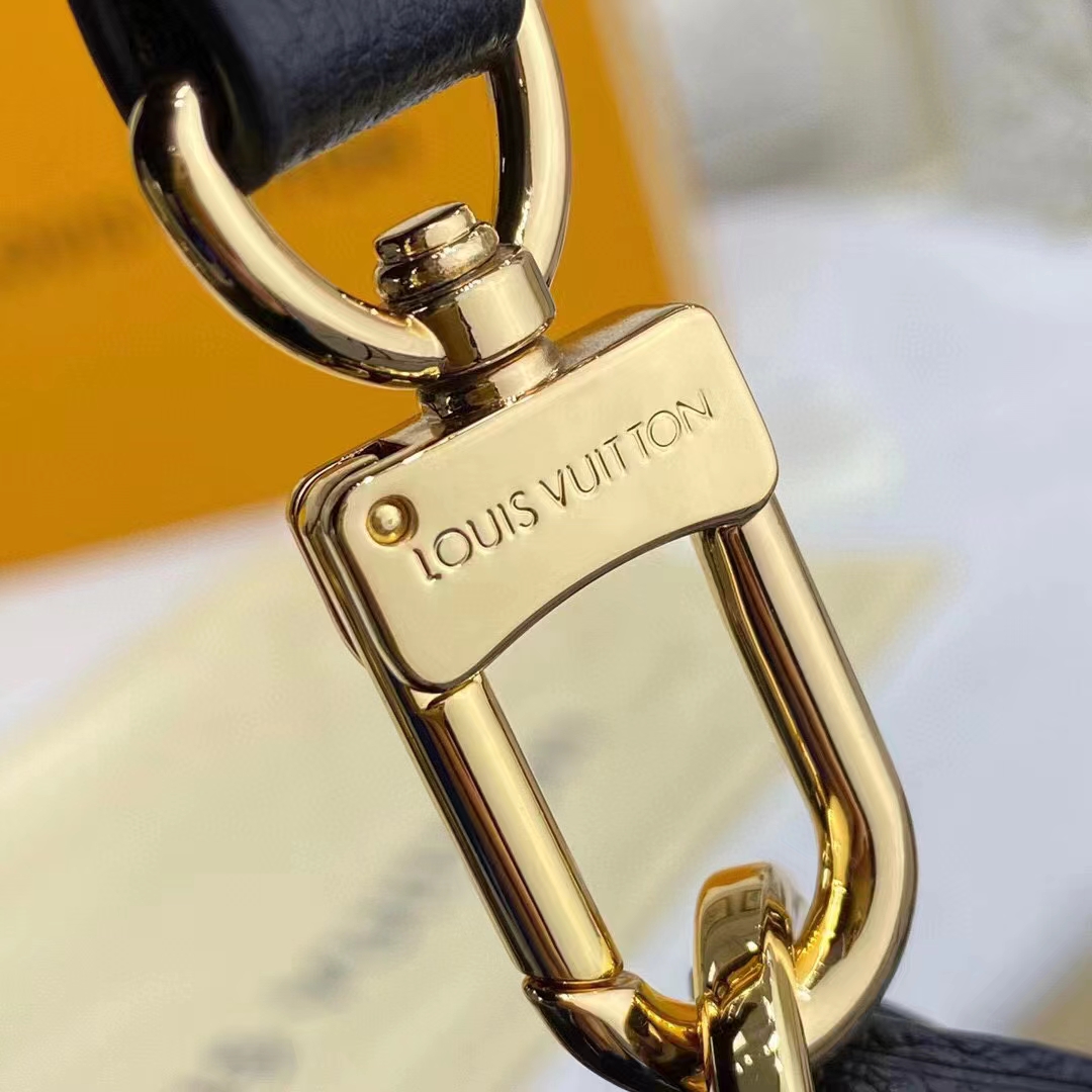 Louis Vuitton LV Women Bagatelle Black Handbag Printed Embossed Grained Cowhide Leather