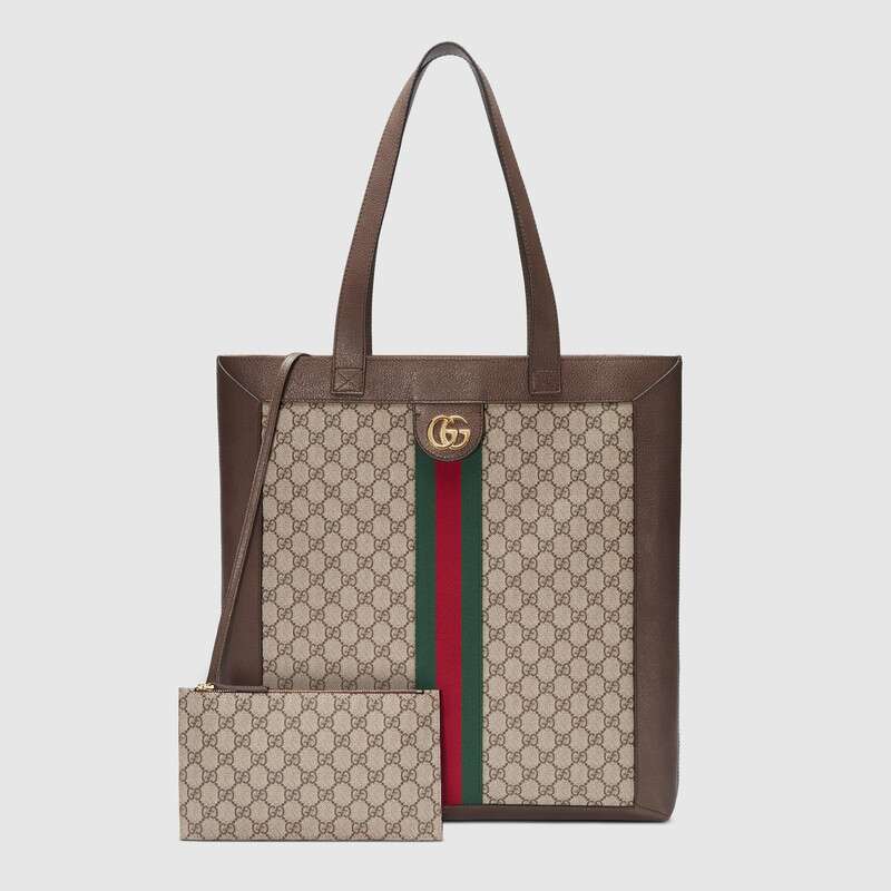 Gucci GG Unisex Ophidia Soft GG Supreme Large Tote in Beige/Ebony GG Supreme Canvas